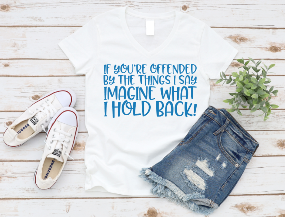 White t-shirt with blue text, denim shorts, and white sneakers on a wooden surface. Shop at www.missmafia.com
