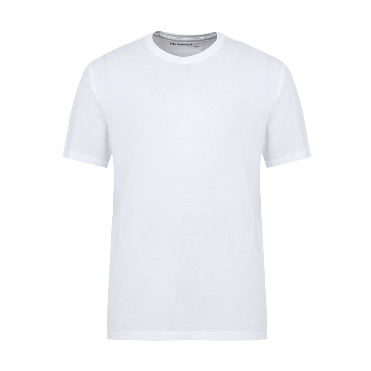 White short-sleeve crew neck t-shirt displayed on a plain white background, front view.