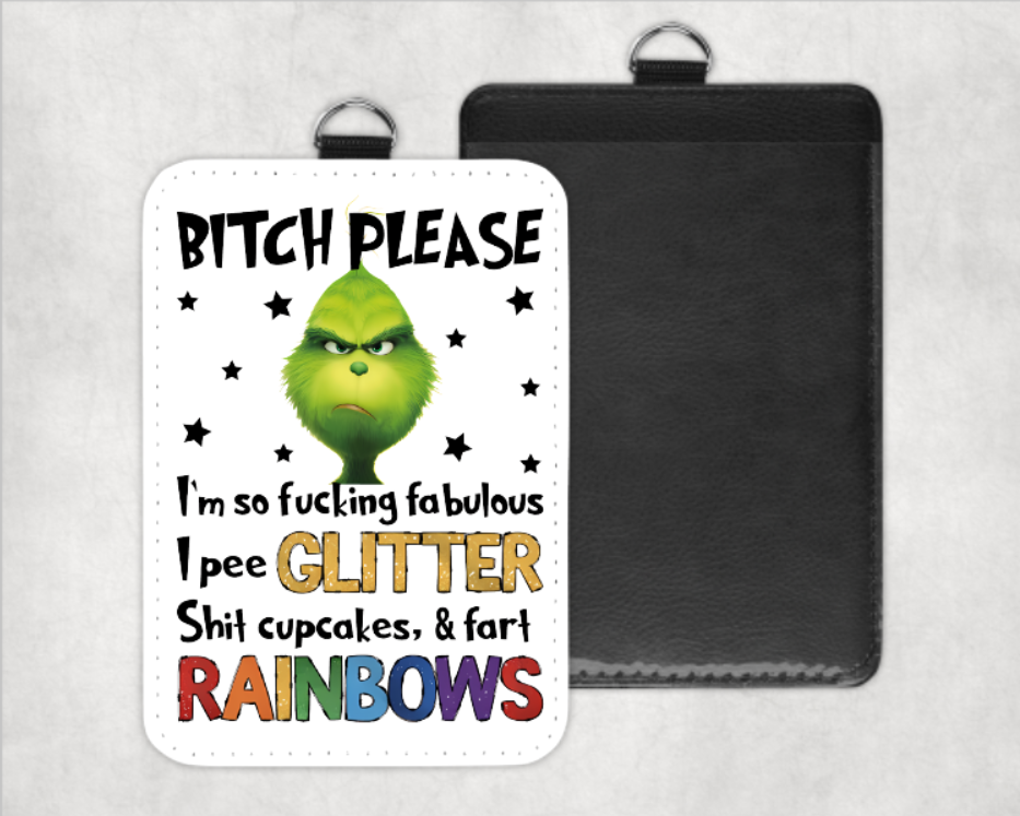 Product with a humorous quote and green character design on a white background