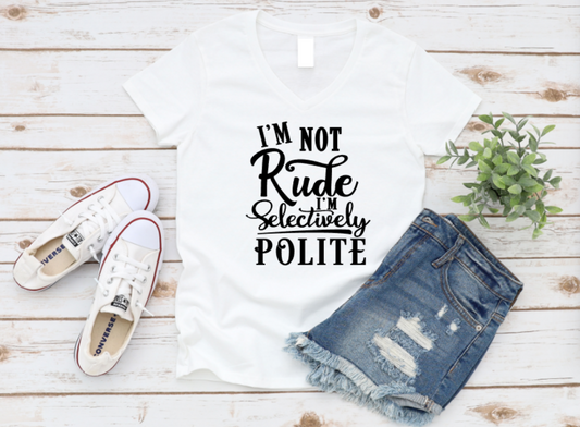 White t-shirt with humorous text, denim shorts, and sneakers on a wooden surface. www.missmafia.com
