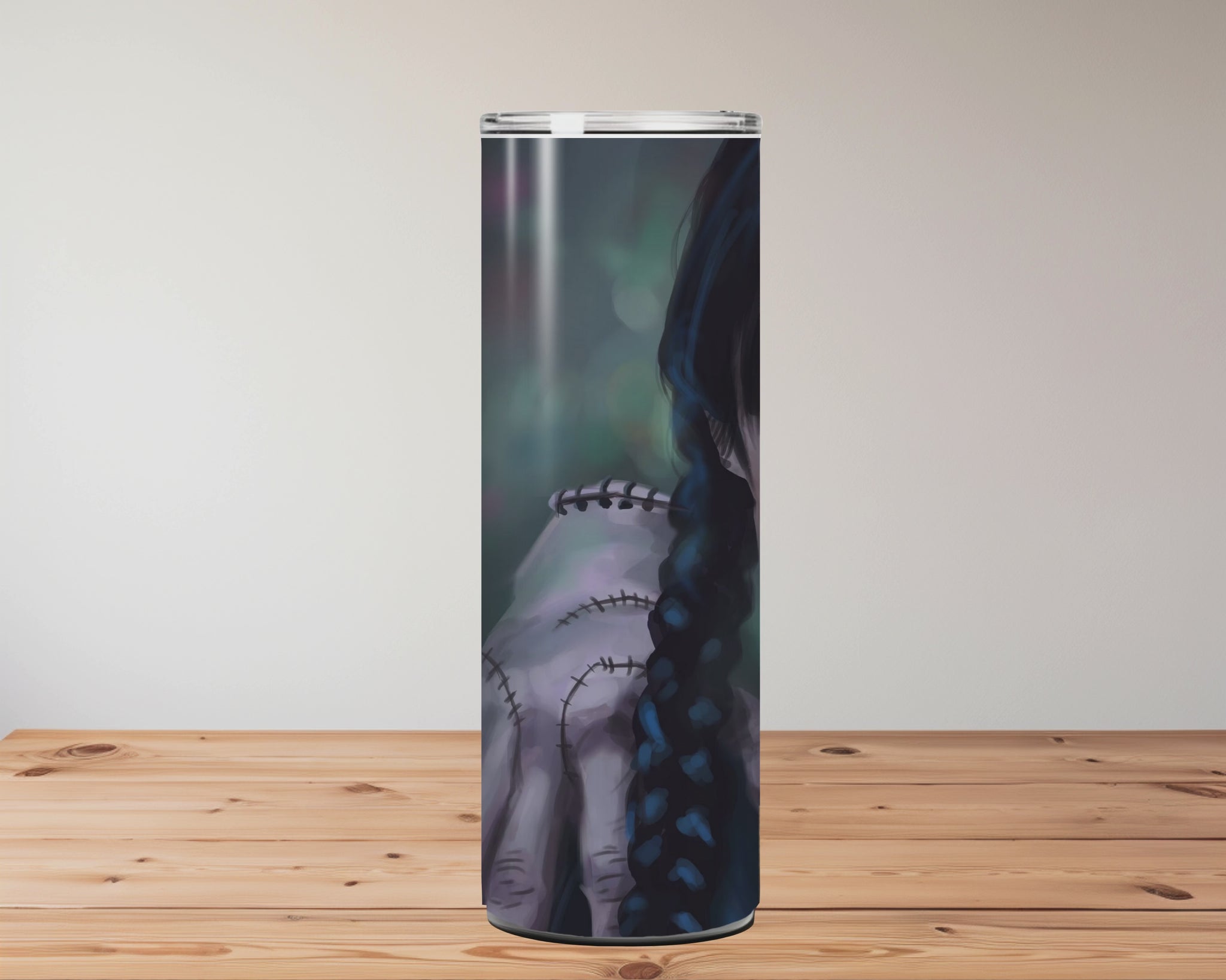 Tumbler with 'Wednesday' design on a wooden surface Miss Mafia