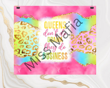 Colorful poster with text and leopard print design on a white background